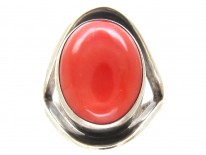 Silver & Coral Ring