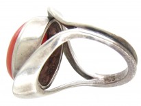Silver & Coral Ring