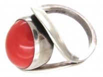 Silver & Coral Ring