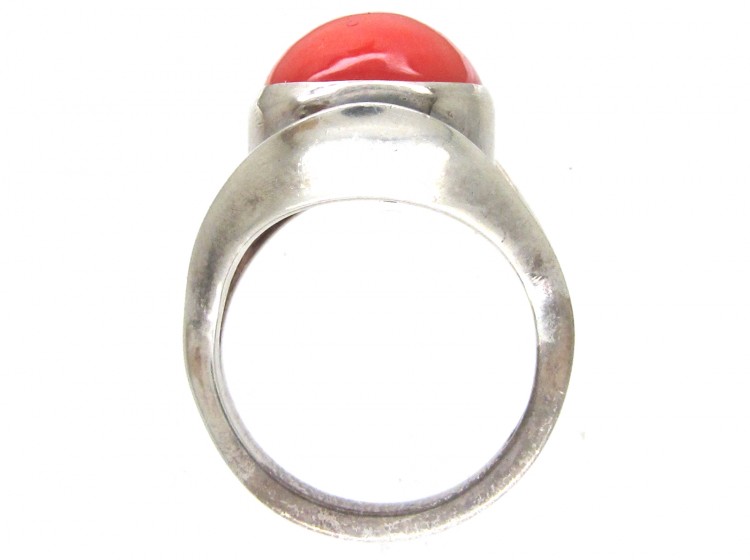 Silver & Coral Ring