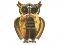 Silver Gilt & Enamel Owl Brooch by David Anderson