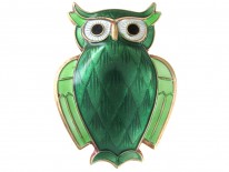 Silver Gilt & Enamel Owl Brooch by David Anderson