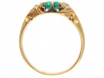 Victorian Rectangular Emerald & Diamond 18ct Gold Ring