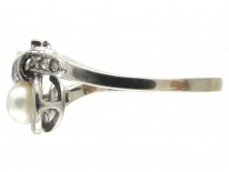 Art Deco Pearl & Diamond Twist Ring