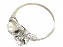 Art Deco Pearl & Diamond Twist Ring