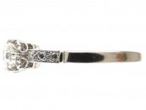 Art Deco Solitaire Ring with Diamond Set Scroll Shoulders