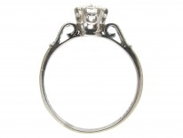 Art Deco Solitaire Ring with Diamond Set Scroll Shoulders