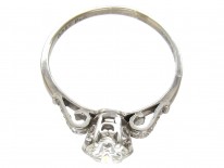 Art Deco Solitaire Ring with Diamond Set Scroll Shoulders
