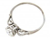 Art Deco Solitaire Ring with Diamond Set Scroll Shoulders