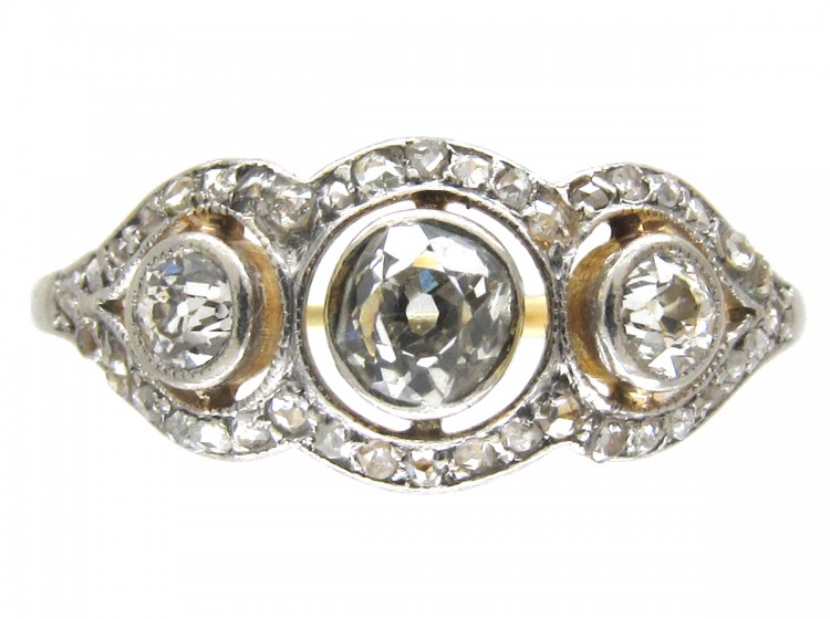 Edwardian Old Mine Cut & Rose Cut Diamond Ring