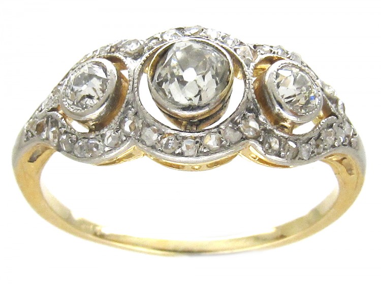 Edwardian Old Mine Cut & Rose Cut Diamond Ring