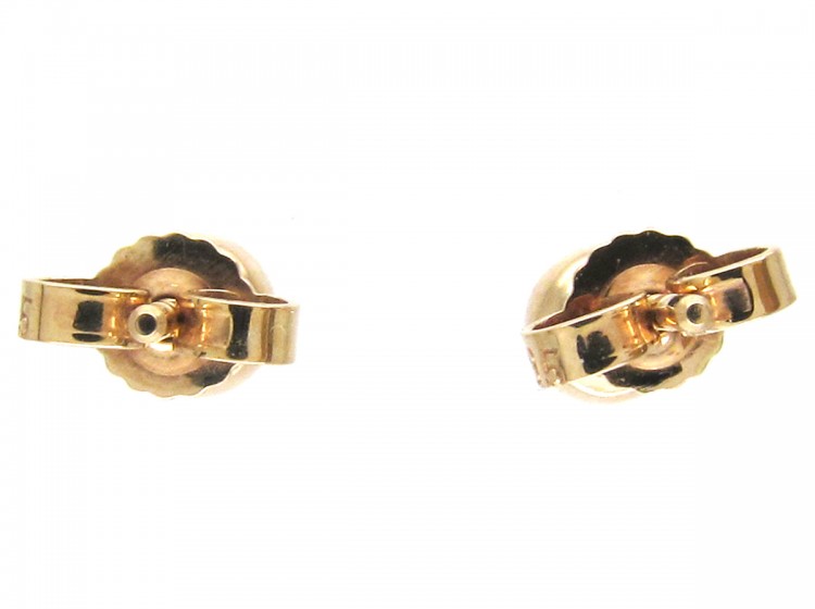 Diamond & 18ct Gold Rub Over Set Stud Earrings