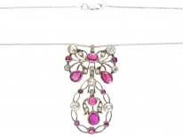 Ruby & Diamond Bow & Swag Pendant on Chain