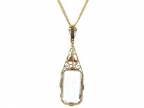 Art Deco Aquamarine & Gold Pendant on gold Chain