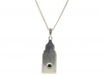 Art Deco Silver, Onyx & Diamond Pendant on Chain