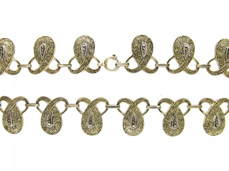 Art Deco Silver Gilt & Marcasite Necklace by Theodor Farhner