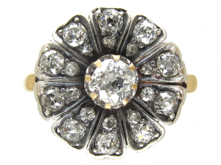 Edwardian Diamond Flower Cluster Ring