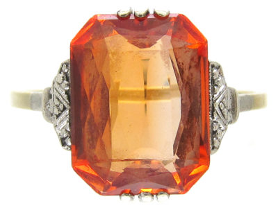 Art Deco Rectangular Fire Opal Ring