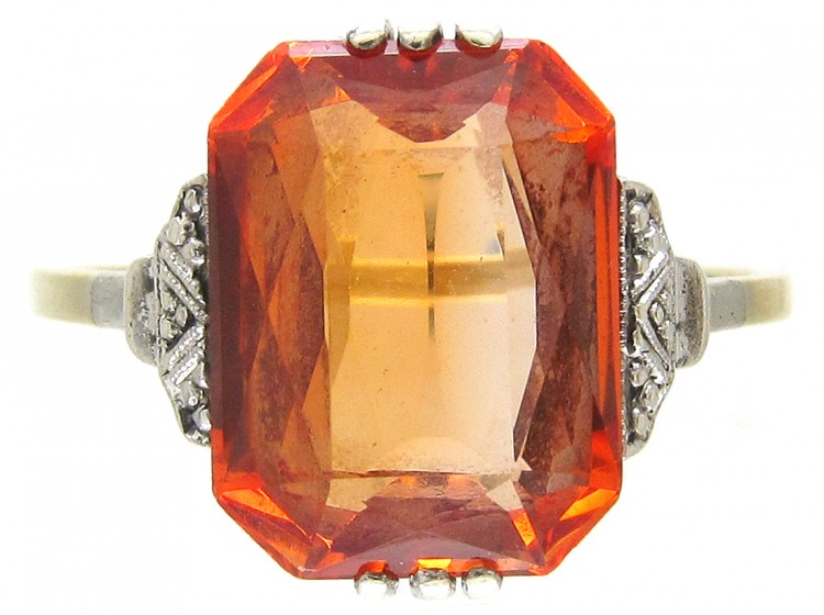 Art Deco Rectangular Fire Opal Ring