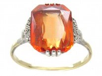 Art Deco Rectangular Fire Opal Ring