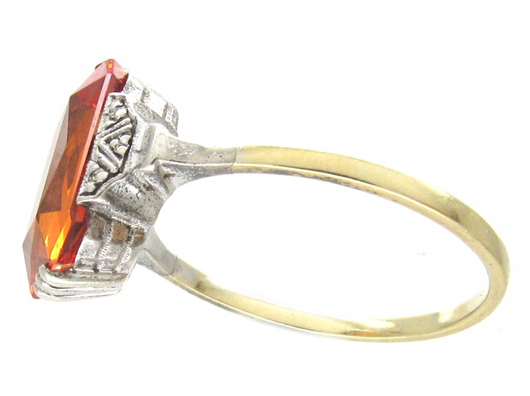 Art Deco Rectangular Fire Opal Ring