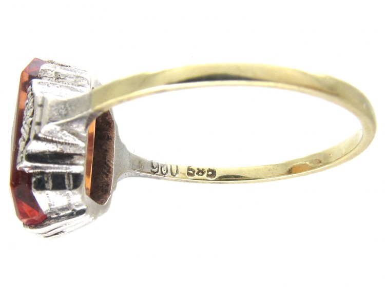 Art Deco Rectangular Fire Opal Ring