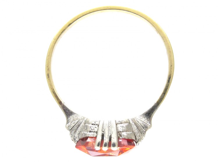 Art Deco Rectangular Fire Opal Ring