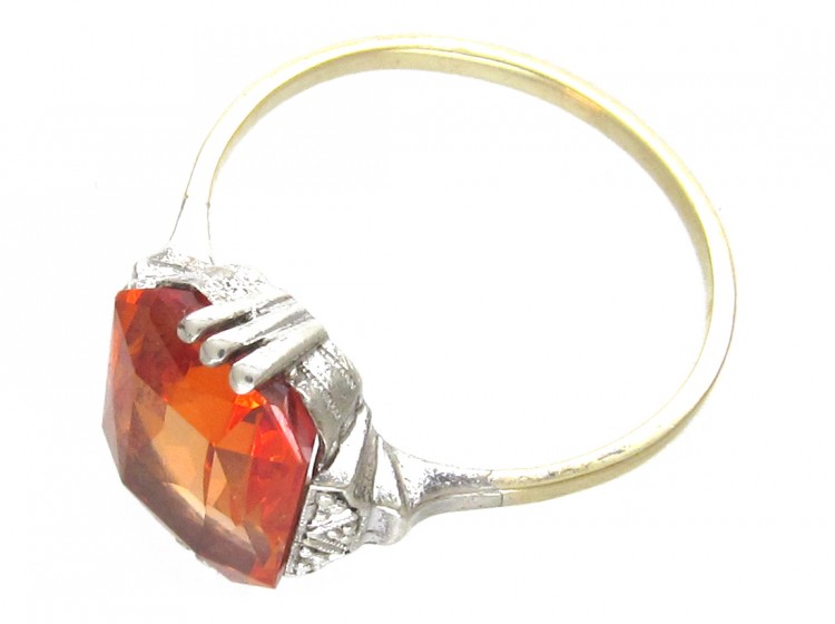 Art Deco Rectangular Fire Opal Ring