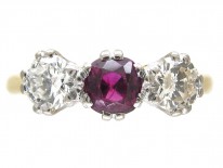 Ruby & Diamond Three Stone Ring