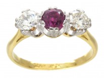 Ruby & Diamond Three Stone Ring