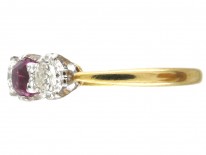 Ruby & Diamond Three Stone Ring