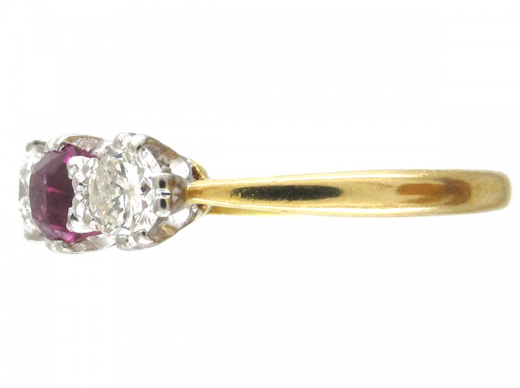 Ruby & Diamond Three Stone Ring