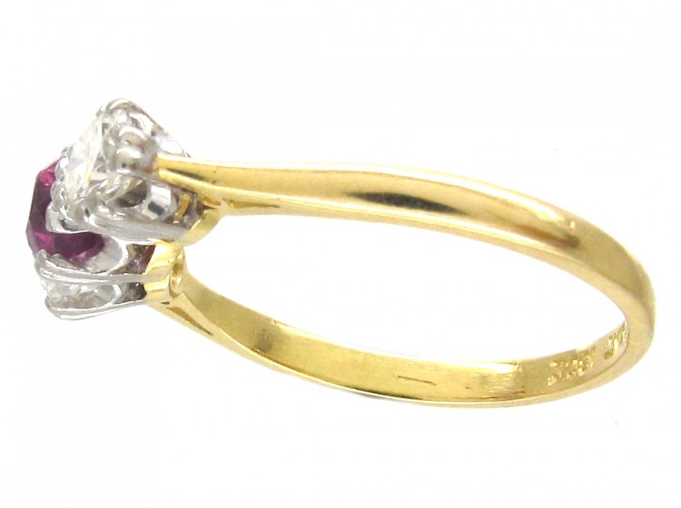 Ruby & Diamond Three Stone Ring