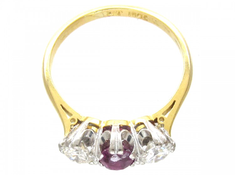 Ruby & Diamond Three Stone Ring