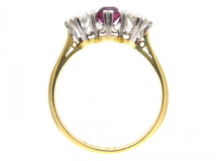 Ruby & Diamond Three Stone Ring