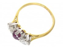 Ruby & Diamond Three Stone Ring