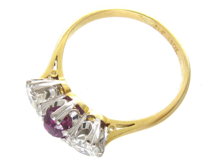 Ruby & Diamond Three Stone Ring