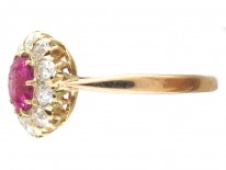Edwardian Ruby & Diamond Cluster Ring