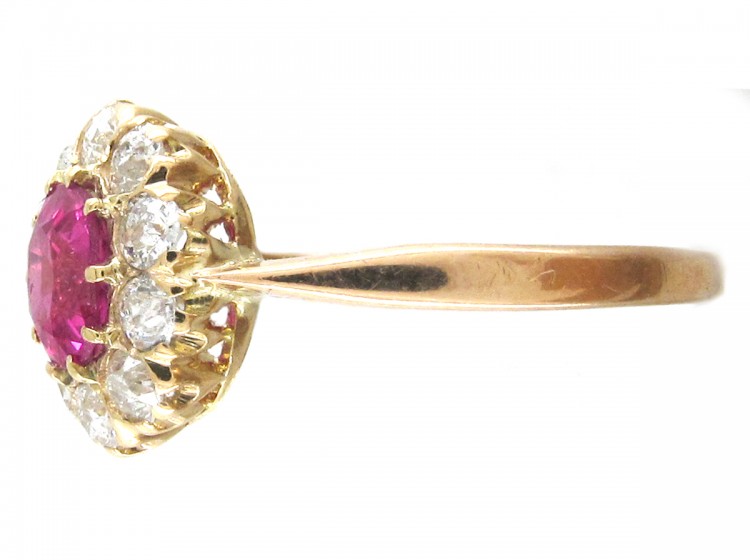 Edwardian Ruby & Diamond Cluster Ring