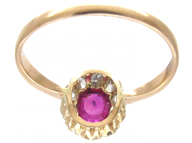 Edwardian Ruby & Diamond Cluster Ring