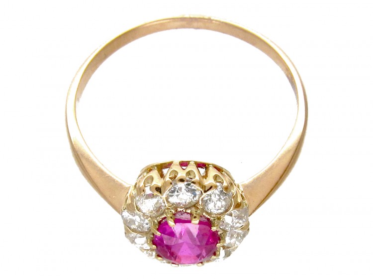 Edwardian Ruby & Diamond Cluster Ring
