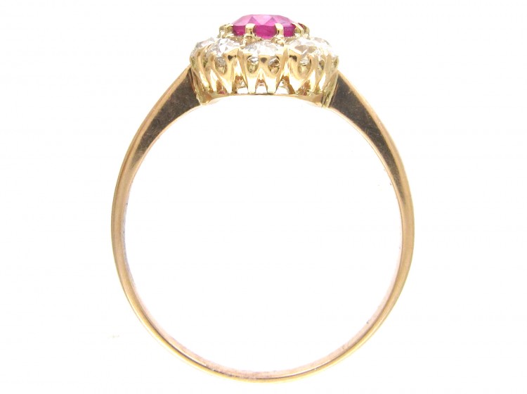 Edwardian Ruby & Diamond Cluster Ring