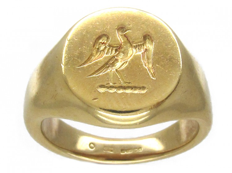 18ct Gold Signet Ring with Eagle Intaglio