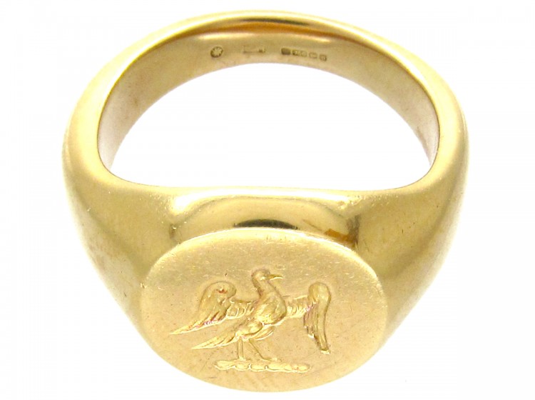 18ct Gold Signet Ring with Eagle Intaglio