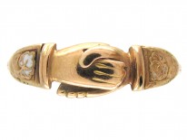 Gold Georgian Opening Hands Fede Gimmel Ring