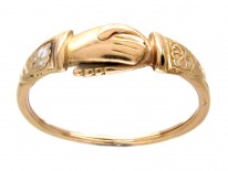 Gold Georgian Opening Hands Fede Gimmel Ring