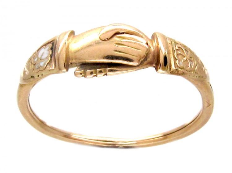 Gold Georgian Opening Hands Fede Gimmel Ring