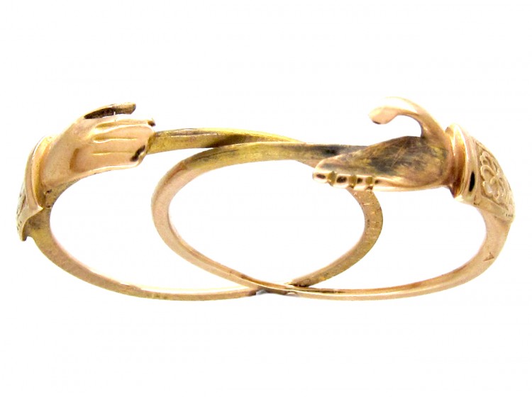 Gold Georgian Opening Hands Fede Gimmel Ring