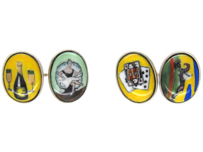 Silver & Porcelain Four Vices Cufflinks