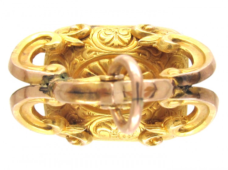 15ct Gold Coiled Snake & Pheasant Seal with Carnelian Intaglio of a Crest